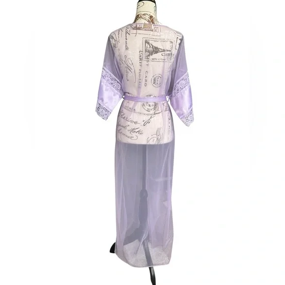 Shannon Lee NWOT Vintage Lavender Lace Sexy Cover Up Vintage size Large - Picture 2 of 10